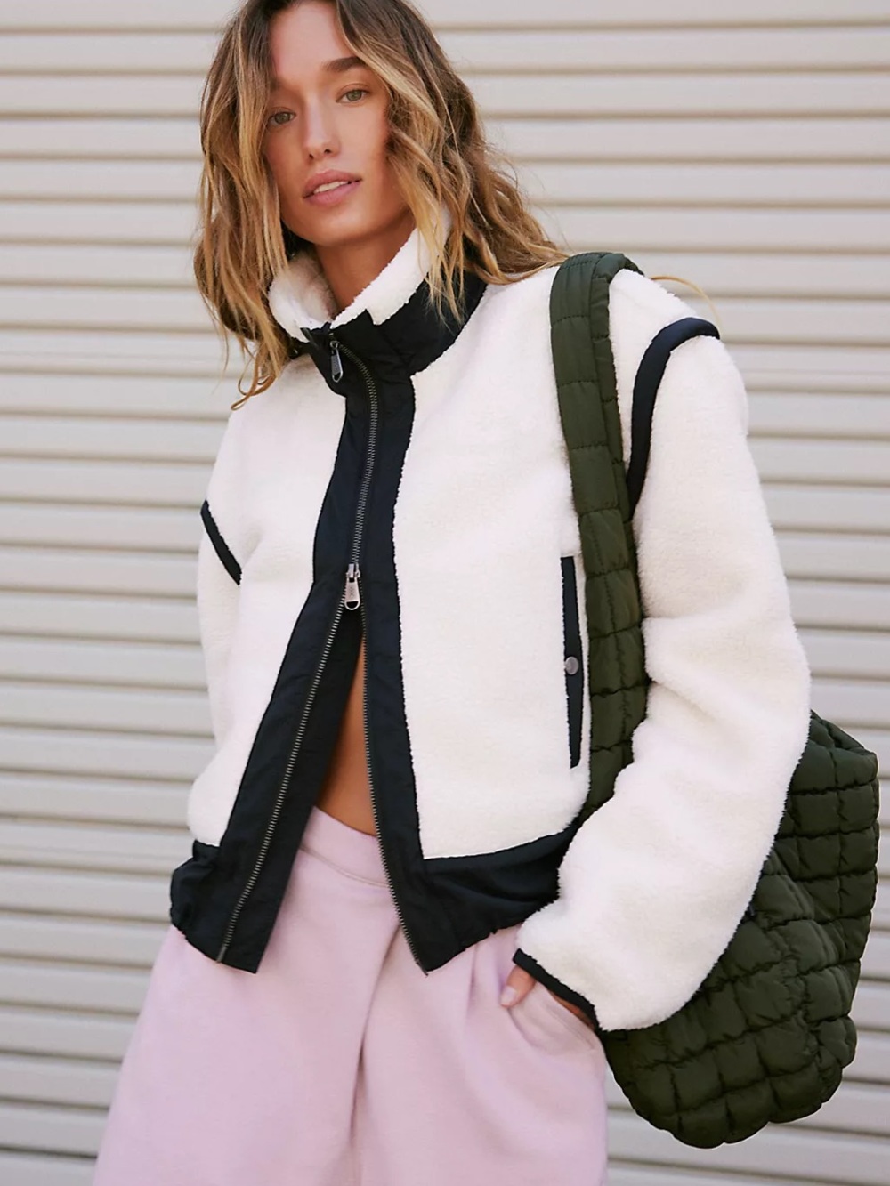 Free People Movement Courtside Fleece Cropped Jacket Size XS Oversized Cozy